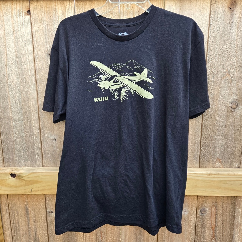 KUIU Mens Black Graphic T-Shirt Bush Plane Moose Antler Hunting Large Outdoorsy